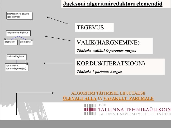 ALGORITMI TÄITMISEL LIIGUTAKSE ÜLEVALT ALLA JA VASAKULT PAREMALE 