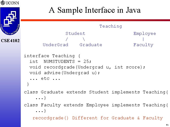 A Sample Interface in Java Teaching CSE 4102 Student /  Under. Graduate Employee