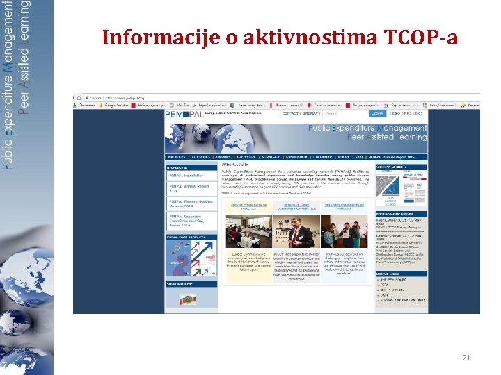 Informacije o aktivnostima TCOP-a 21 
