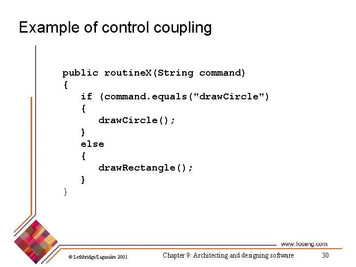 Example of control coupling public routine. X(String command) { if (command. equals("draw. Circle") {