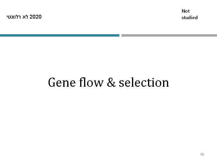 Not studied לא רלוונטי 2020 Gene flow & selection 75 