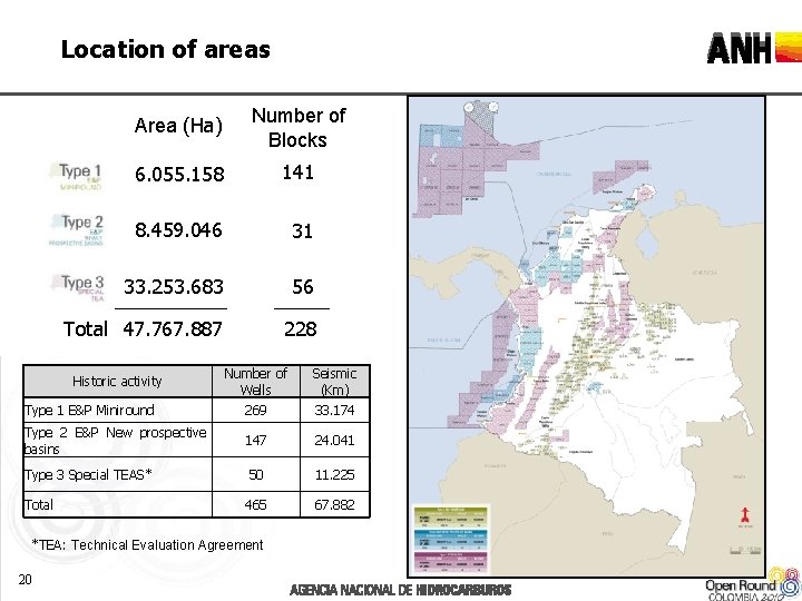 Location of areas Area (Ha) Number of Blocks 6. 055. 158 141 8. 459.