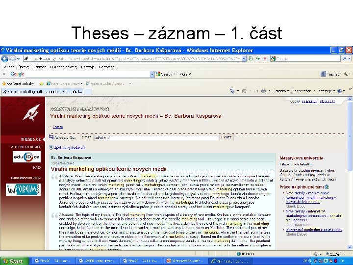 Theses – záznam – 1. část 