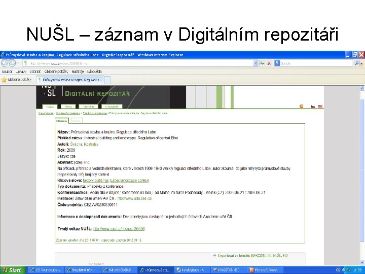 NUŠL – záznam v Digitálním repozitáři 