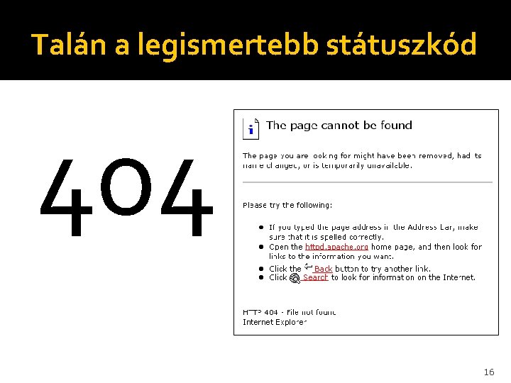 Talán a legismertebb státuszkód 404 16 