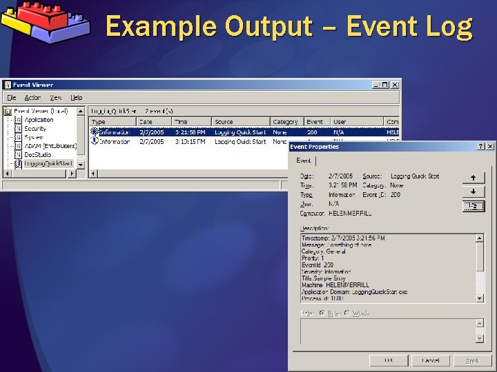 Example Output – Event Log 