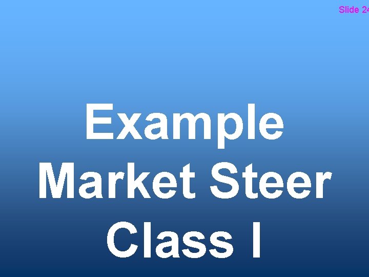 Slide 24 Example Market Steer Class I 
