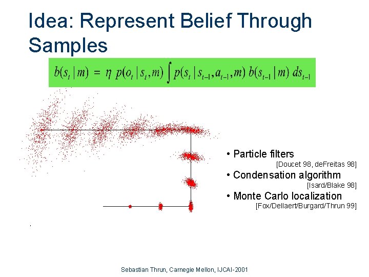 Idea: Represent Belief Through Samples • Particle filters [Doucet 98, de. Freitas 98] •