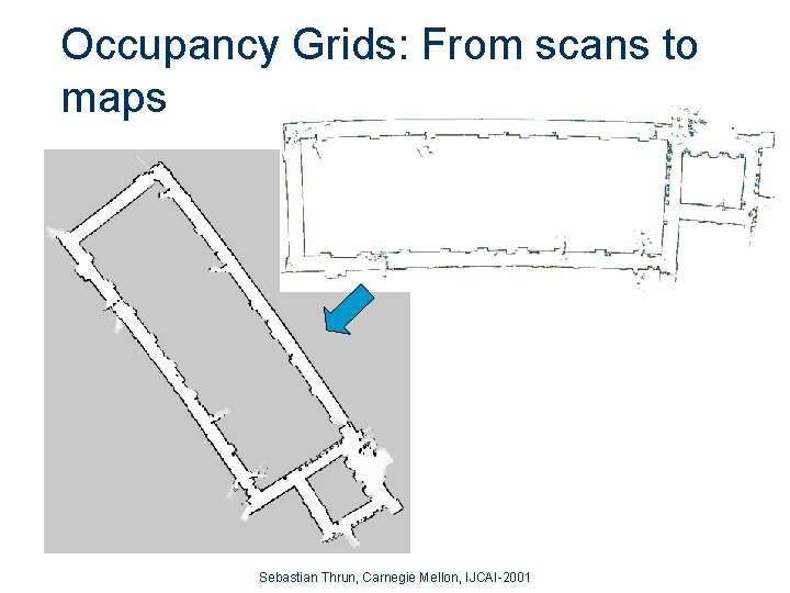 Occupancy Grids: From scans to maps Sebastian Thrun, Carnegie Mellon, IJCAI-2001 