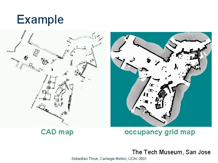 Example CAD map occupancy grid map The Tech Museum, San Jose Sebastian Thrun, Carnegie