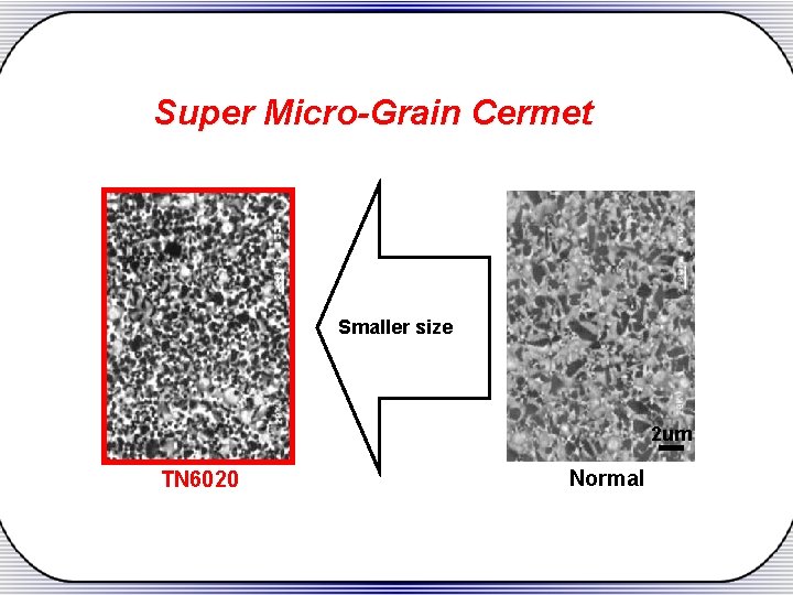 Super Micro-Grain Cermet Smaller size 2 um TN 6020 Normal 