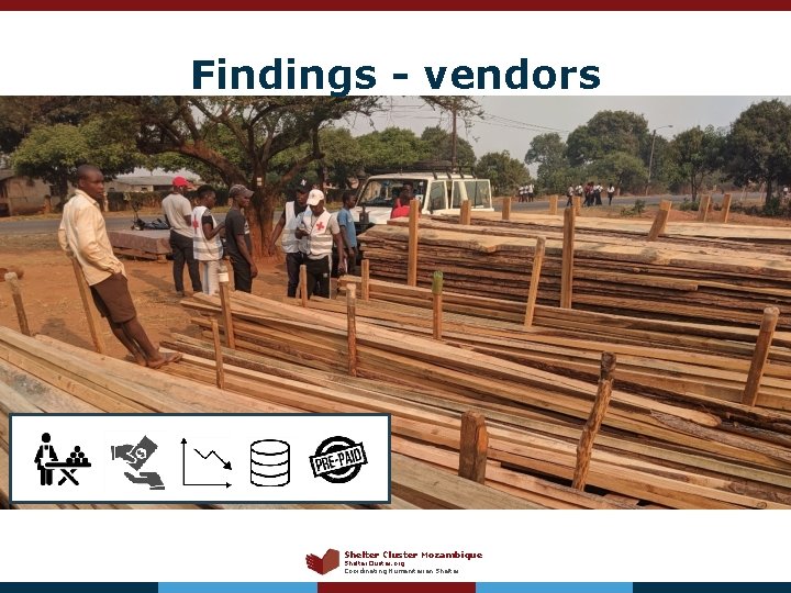 Findings - vendors Shelter Cluster Mozambique Shelter. Cluster. org Coordinating Humanitarian Shelter 