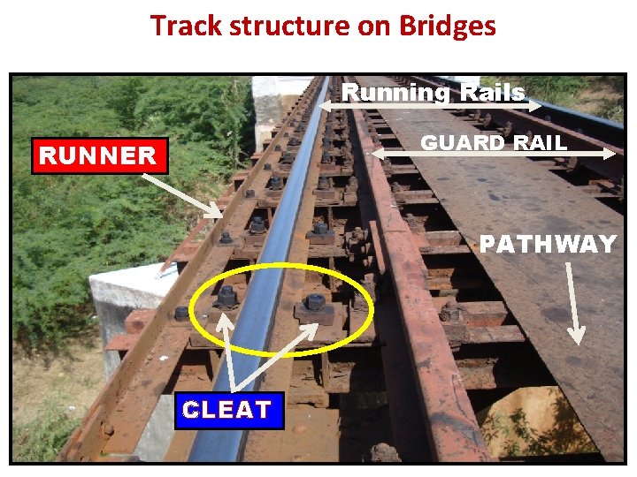 Track structure on Bridges Running Rails GUARD RAIL RUNNER PATHWAY CLEAT 