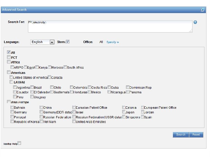 Simple interface: tips Select patent collection/s 