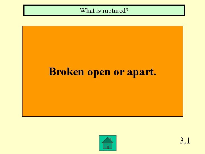 What is ruptured? Broken open or apart. 3, 1 