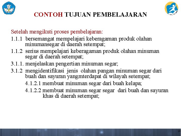 CONTOH TUJUAN PEMBELAJARAN Setelah mengikuti proses pembelajaran: 1. 1. 1 bersemangat mempelajari keberagaman produk