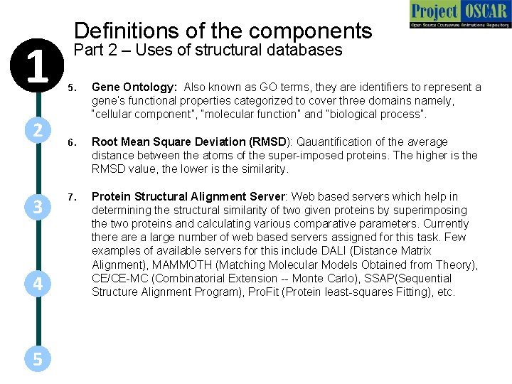 1 2 3 4 5 Definitions of the components Part 2 – Uses of