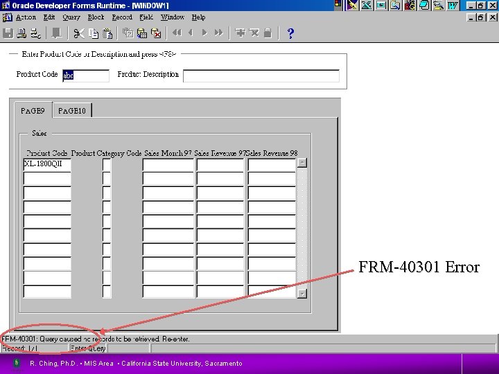 30 FRM-40301 Error R. Ching, Ph. D. • MIS Area • California State University,