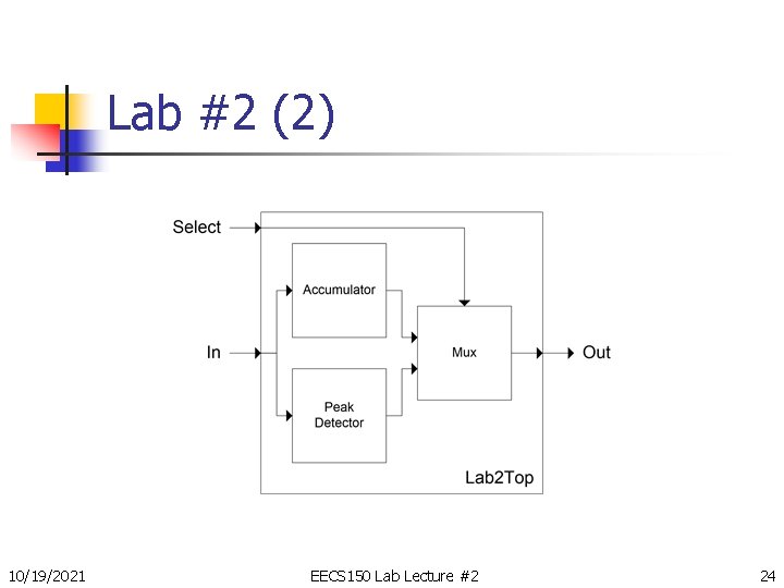 Lab #2 (2) 10/19/2021 EECS 150 Lab Lecture #2 24 