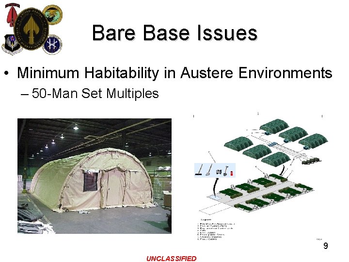 Bare Base Issues • Minimum Habitability in Austere Environments – 50 -Man Set Multiples