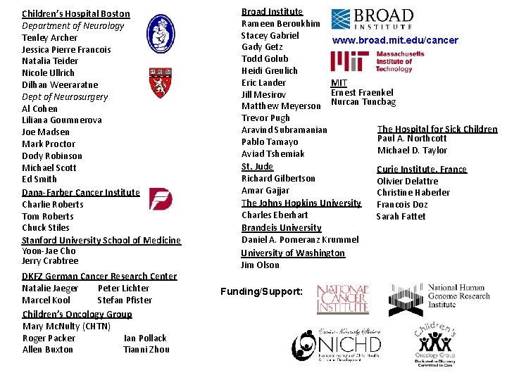 Children’s Hospital Boston Department of Neurology Tenley Archer Jessica Pierre Francois Natalia Teider Nicole