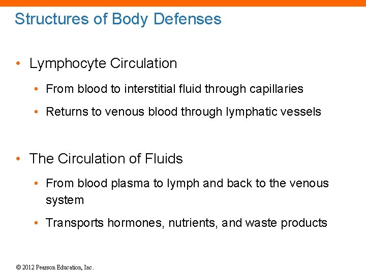 Structures of Body Defenses • Lymphocyte Circulation • From blood to interstitial fluid through
