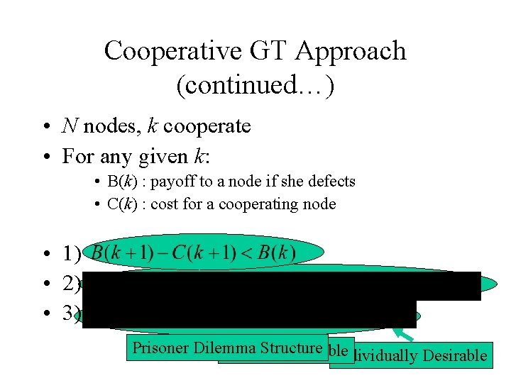 Cooperative GT Approach (continued…) • N nodes, k cooperate • For any given k: