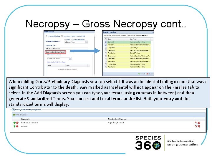 Necropsy – Gross Necropsy cont. . When adding Gross/Preliminary Diagnosis you can select if
