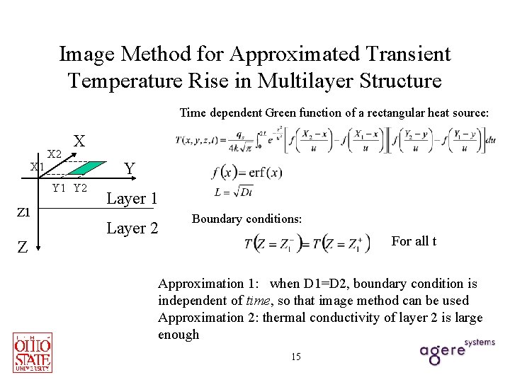 Image Method for Approximated Transient Temperature Rise in Multilayer Structure Time dependent Green function