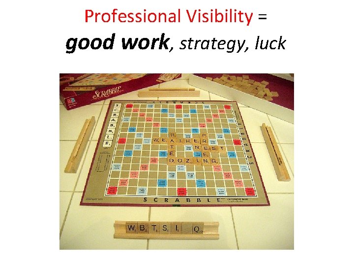 Professional Visibility = good work, strategy, luck 