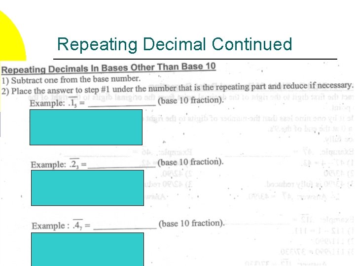 Repeating Decimal Continued 