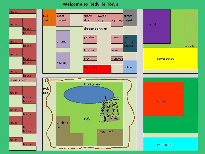 Welcome to Redville Town I have designed my own ideal town. 