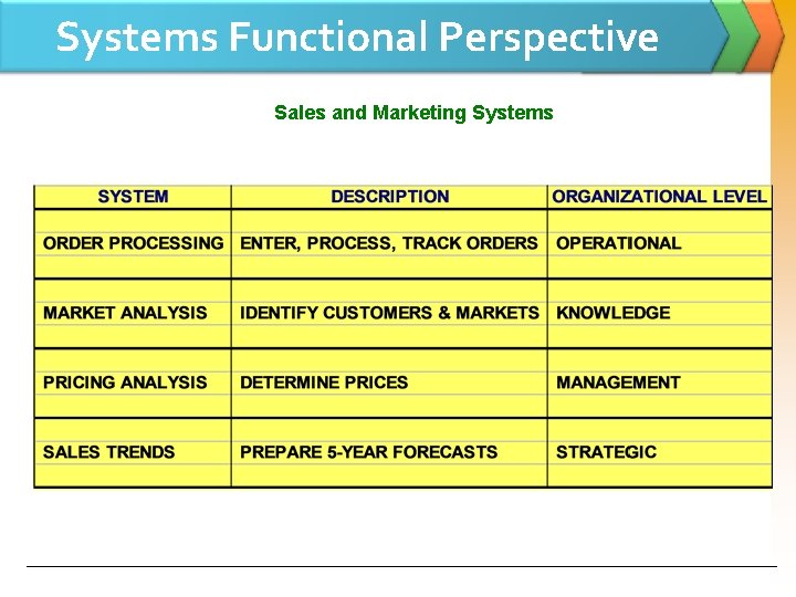 Systems Functional Perspective Sales and Marketing Systems 