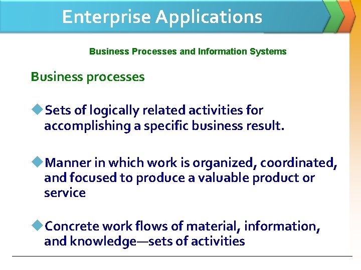 Enterprise Applications Business Processes and Information Systems Business processes u. Sets of logically related
