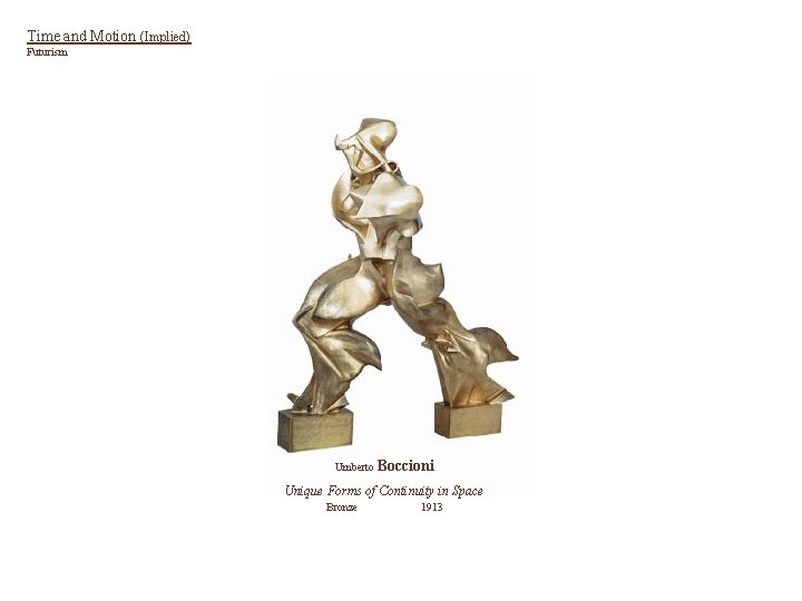 Time and Motion (Implied) Futurism Umberto Boccioni Unique Forms of Continuity in Space Bronze