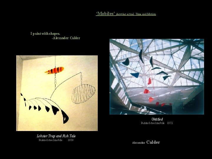 ‘Mobiles’ showing actual Time and Motion I paint with shapes. -Alexander Calder Untitled Painted