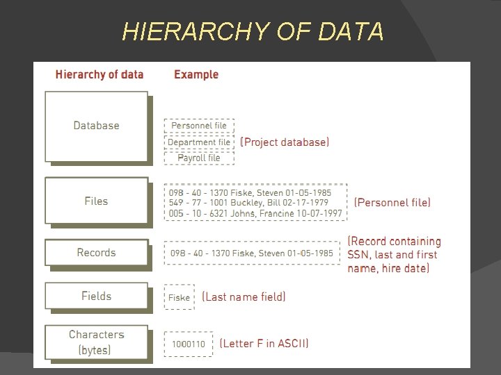 HIERARCHY OF DATA HIERARCHY OF DATA