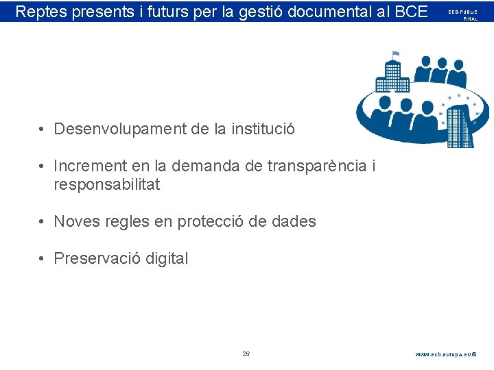 Reptes Rubric presents i futurs per la gestió documental al BCE ECB-PUBLIC FINAL •