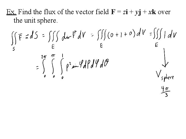Ex. Find the flux of the vector field F = zi + yj +