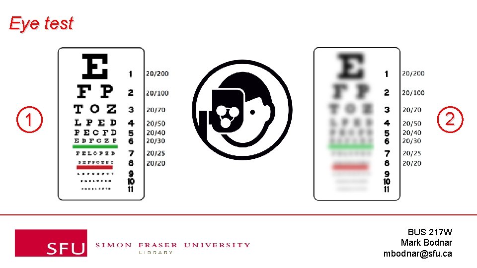 Eye test 1 2 BUS 217 W Mark Bodnar mbodnar@sfu. ca 