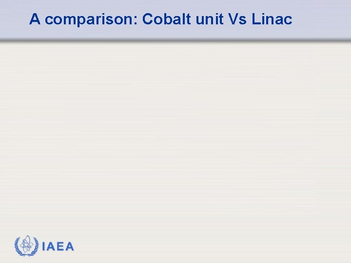 A comparison: Cobalt unit Vs Linac IAEA 