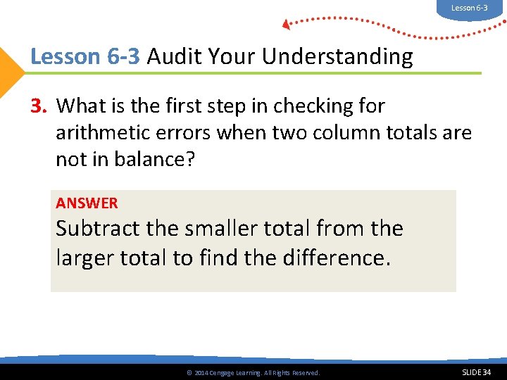 Lesson 6 -3 Audit Your Understanding 3. What is the first step in checking