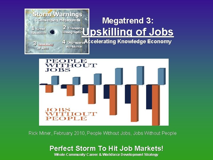 Megatrend 3: Upskilling of Jobs Accelerating Knowledge Economy Rick Miner, February 2010, People Without