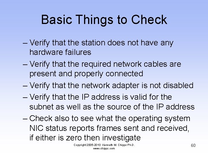 Basic Things to Check – Verify that the station does not have any hardware
