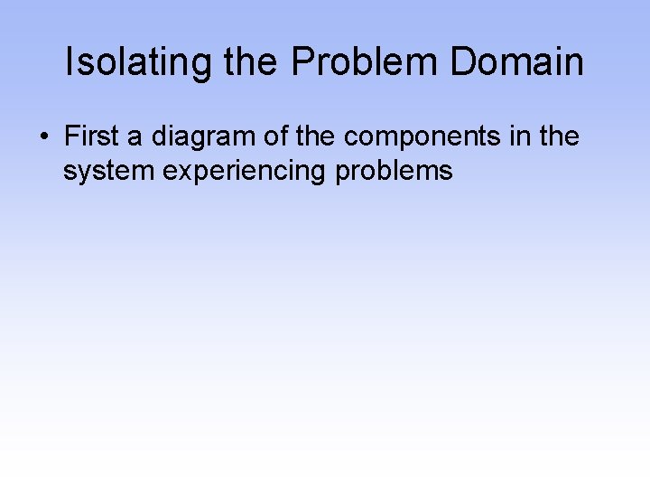 Isolating the Problem Domain • First a diagram of the components in the system