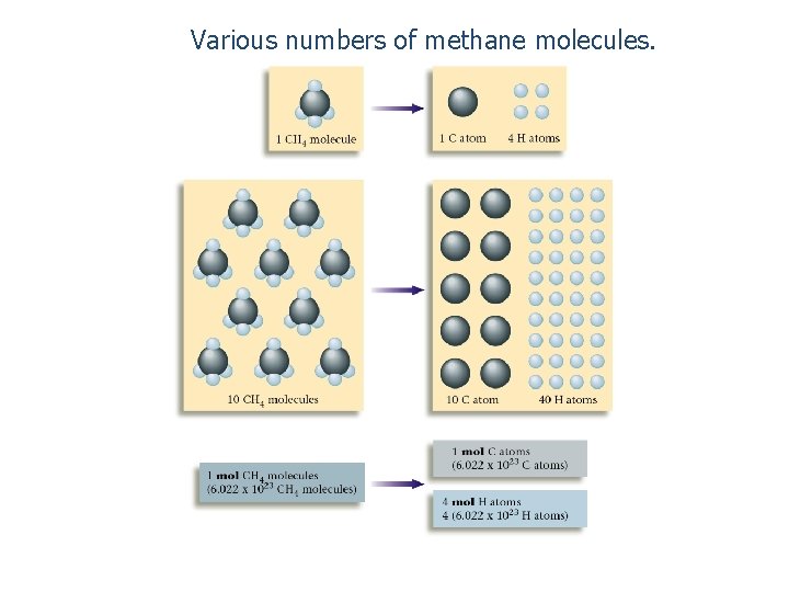 Various numbers of methane molecules. 