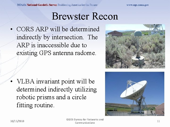 Brewster Recon • CORS ARP will be determined indirectly by intersection. The ARP is