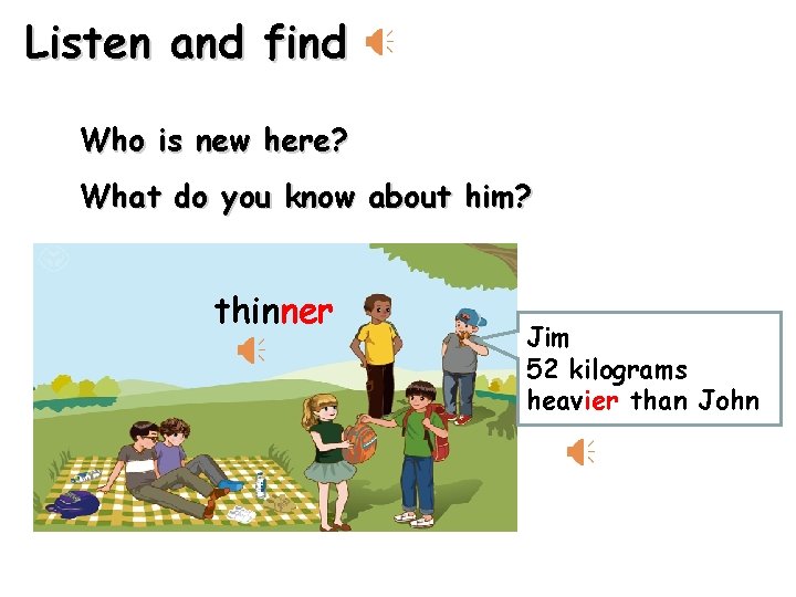 Listen and find Who is new here? What do you know about him? thinner