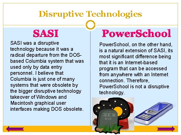 Disruptive Technologies SASI Power. School SASI was a disruptive technology because it was a