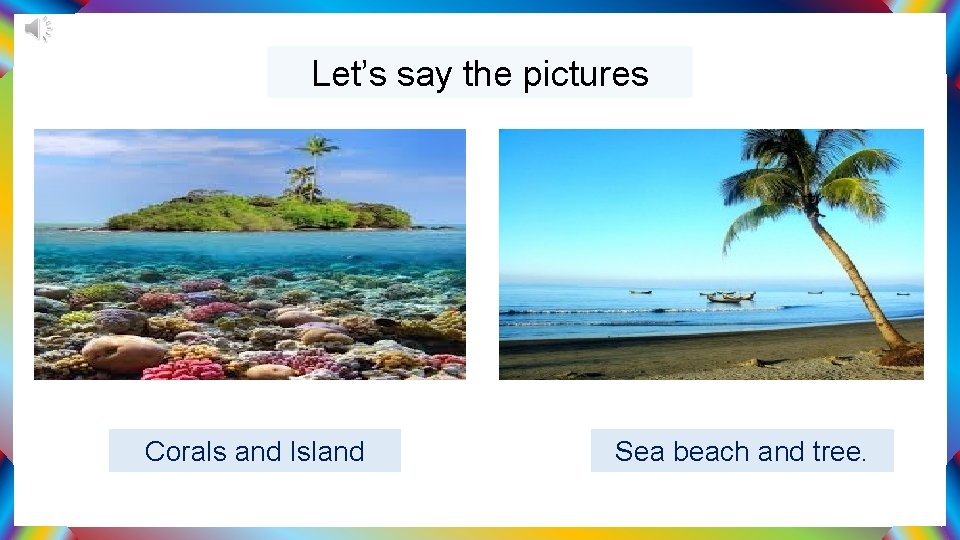 Let’s say the pictures Corals and Island Sea beach and tree. 